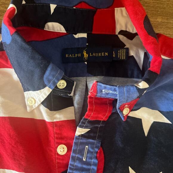 Rare Vintage Ralph Lauren Red White Blue Patriotic long sleeve button down - Picture 2 of 7